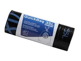 Abfallsäcke Quick-Bag 35 Lt. OKS, grau 580 x 600 + 60 mm, mit blauem Zugband