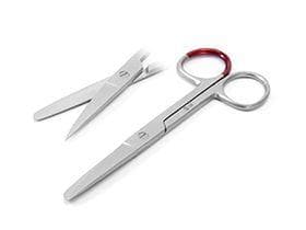 Sterile Chirurgische Schere, 13 cm, gerade, einzeln verpackt, spitz/stumpf